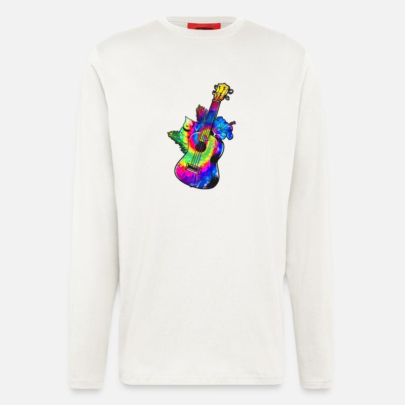 Hawaiian Ukulele Uke Tie Dye - Langarmshirt - made by SPREAD  - OFF WHITE