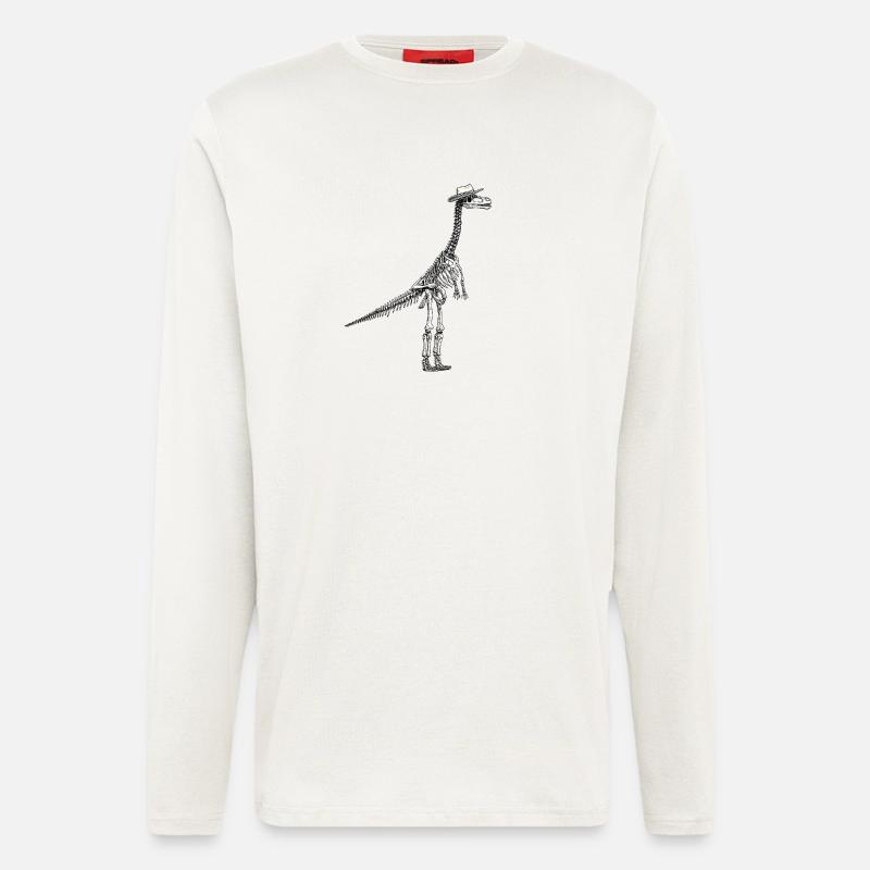 Skelett Dino mit Hut Gentleman Design - Langarmshirt - made by SPREAD  - OFF WHITE