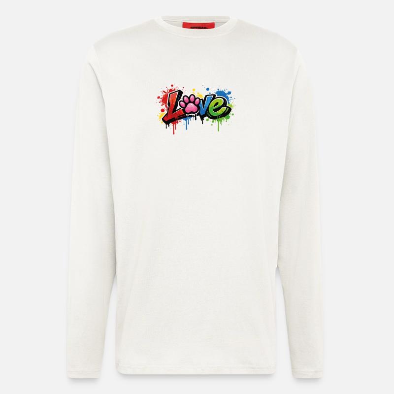 Love – Graffiti Stil mit Katzenpfote - Langarmshirt - made by SPREAD  - OFF WHITE