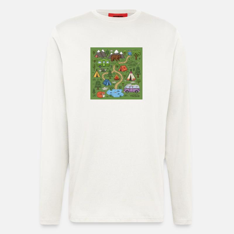 Waldcamping Abenteuer Illustration - Langarmshirt - made by SPREAD  - OFF WHITE