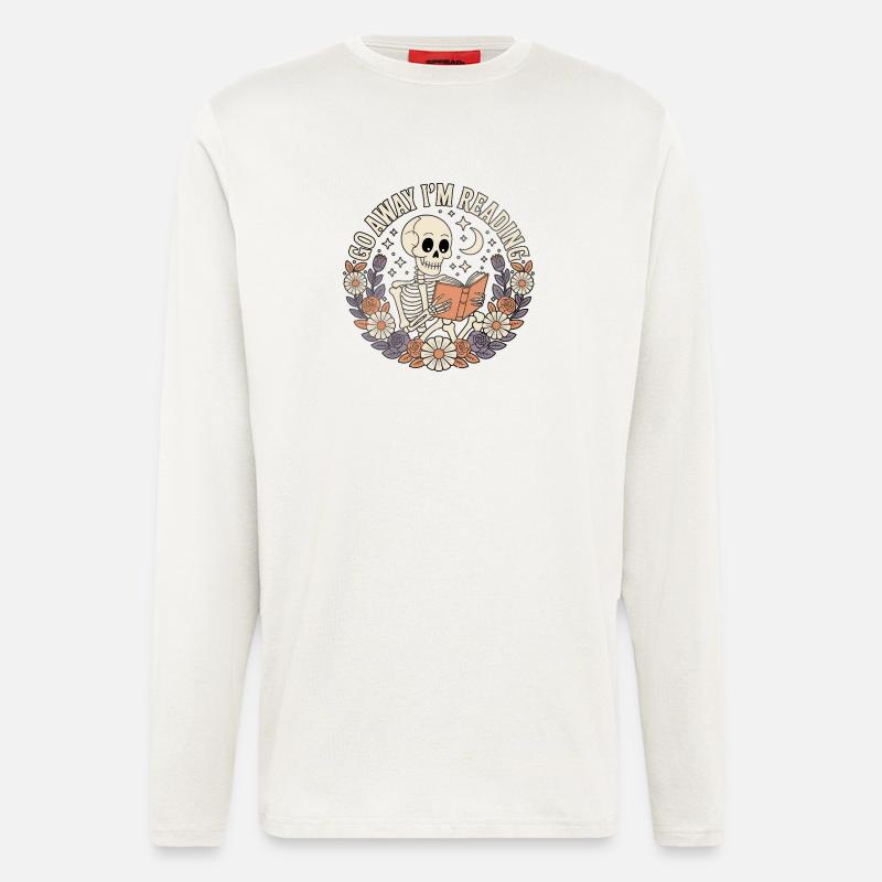 Los, ich lese Skelett mit Blumen - Langarmshirt - made by SPREAD  - OFF WHITE
