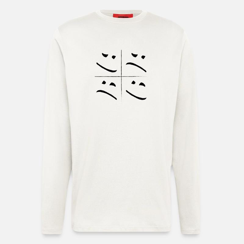 split face sad good - Langarmshirt - made by SPREAD  - OFF WHITE