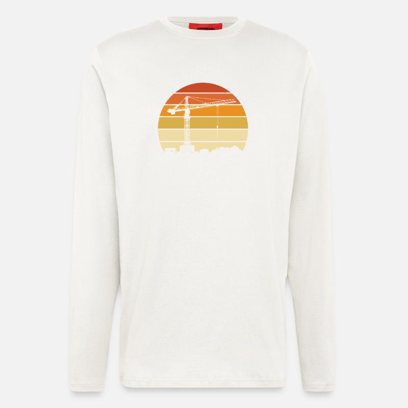 Kranführer Retro Design – Baustelle & Baukran - Langarmshirt - made by SPREAD - OFF WHITE