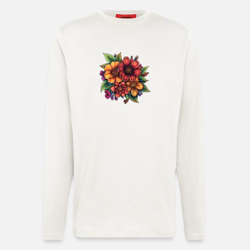 Bunte Blütenpracht Florale Komposition - Langarmshirt - made by SPREAD  - OFF WHITE