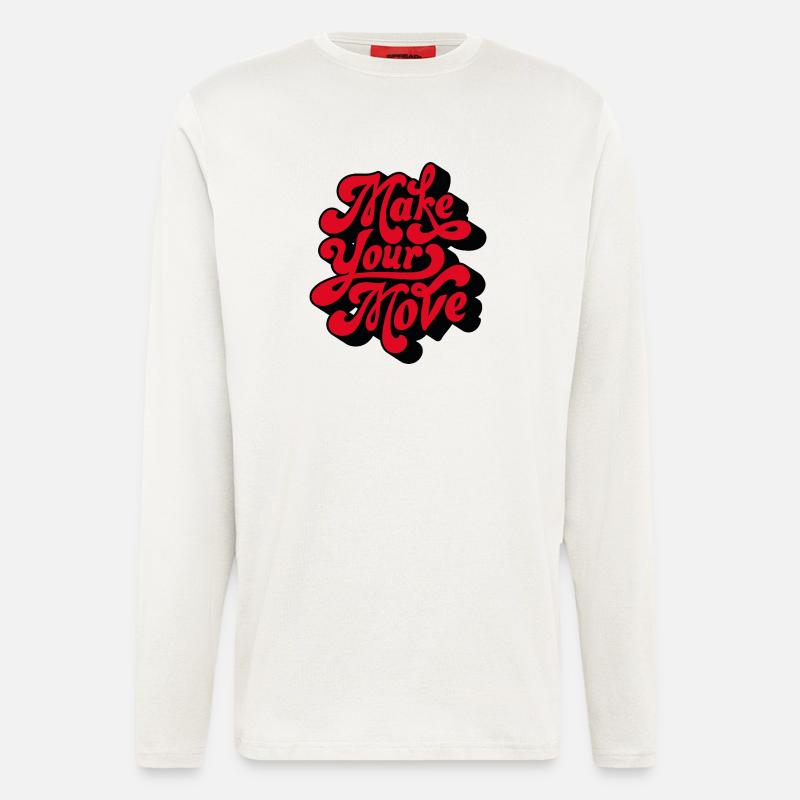 Faites votre amour un script rétro - Manches longues bio décontracté fabriqué en UE - OFF WHITE