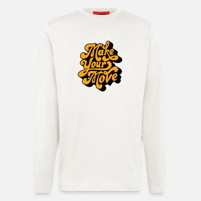 Make Your Move Retro-Skript - Langarmshirt - made by SPREAD  - OFF WHITE