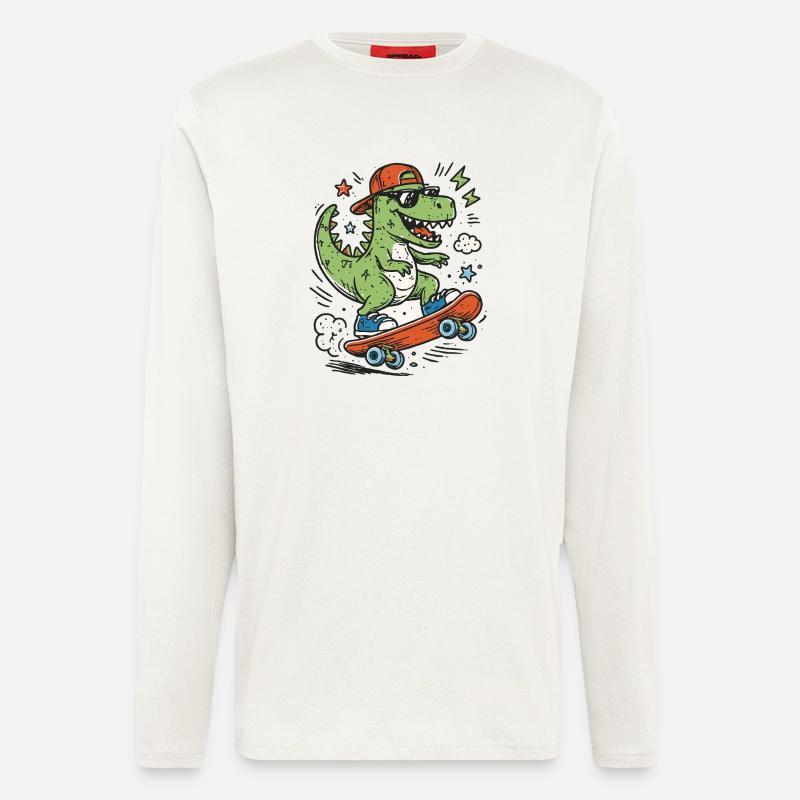 Krokodil auf Skateboard mit Cap - Langarmshirt - made by SPREAD  - OFF WHITE