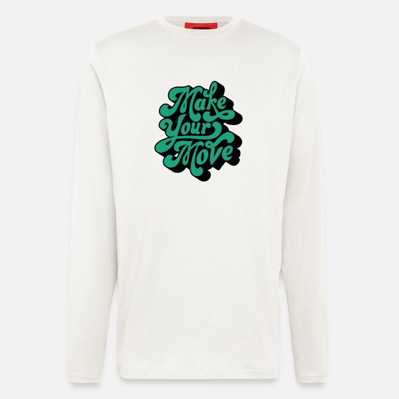 Make Your Move – Retro Script Motif - Longsleeve - made by SPREAD  - OFF WHITE