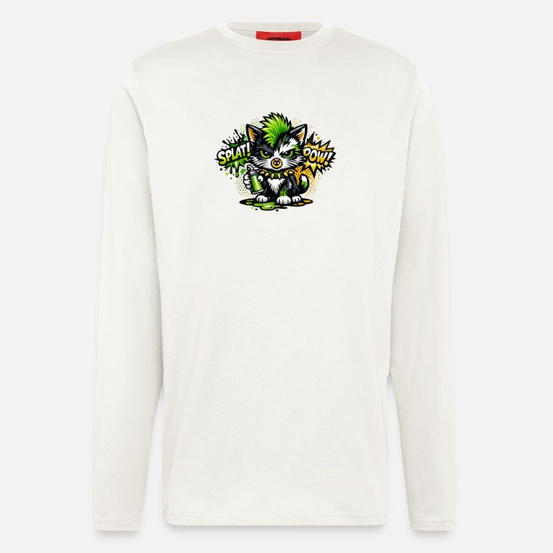Neon Graffiti Kitten Sprayer - Longsleeve - made by SPREAD  - OFF WHITE