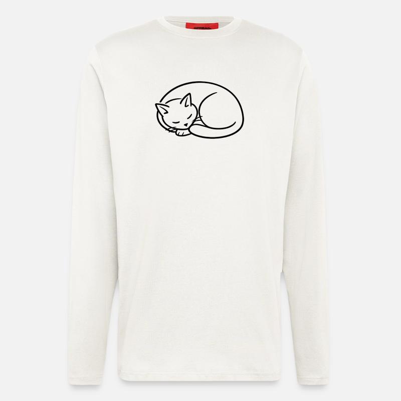 Sleeping Cat Line Study - Longsleeve - made by SPREAD  - OFF WHITE