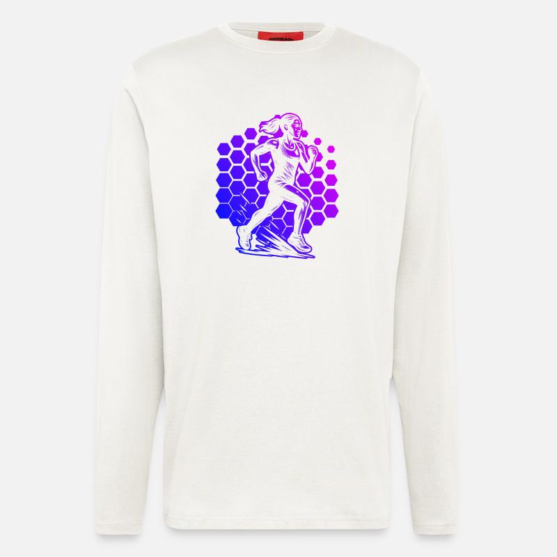 Modernes Running Artwork - Langarmshirt - made by SPREAD  - OFF WHITE