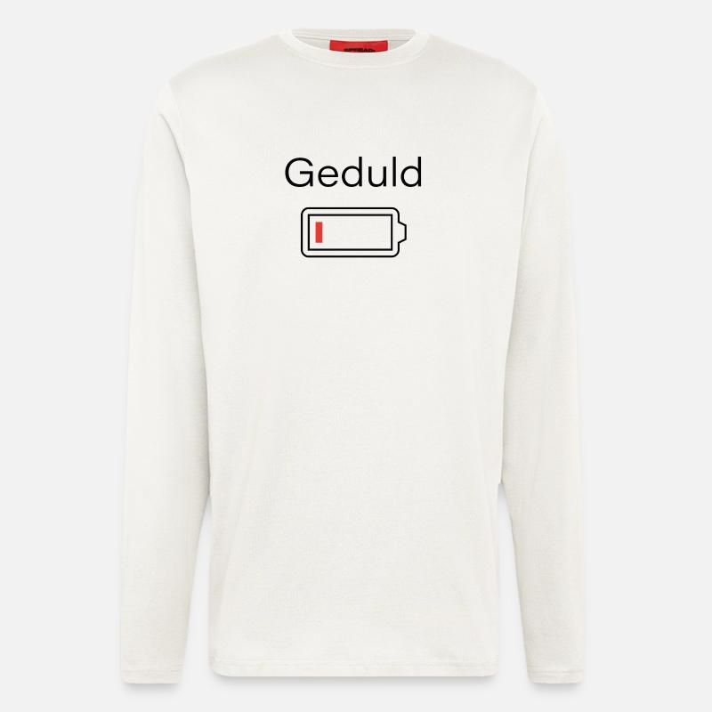 Patience – Battery Empty Minimal Statement - Longsleeve - made by SPREAD  - OFF WHITE