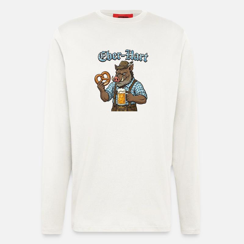 Eber-Hart Bierheld mit Brezel - Langarmshirt - made by SPREAD  - OFF WHITE