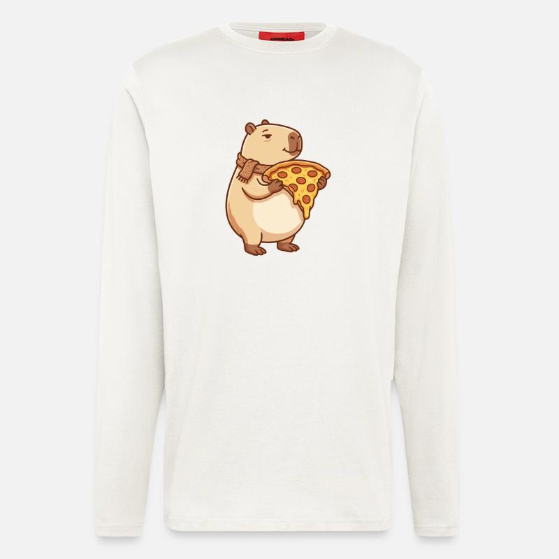 Pizza Capybara with melty cheese - Longsleeve - made by SPREAD  - OFF WHITE