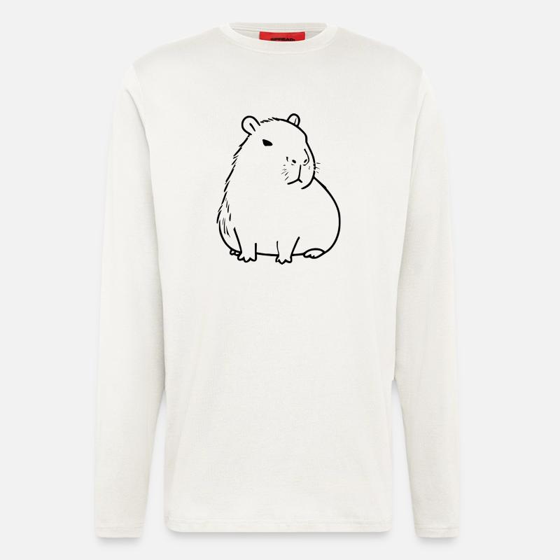 Capybara capybara noir - Manches longues bio décontracté fabriqué en UE - OFF WHITE