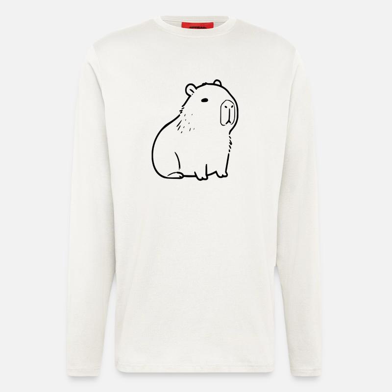 Capybara capybara noir - Manches longues bio décontracté fabriqué en UE - OFF WHITE