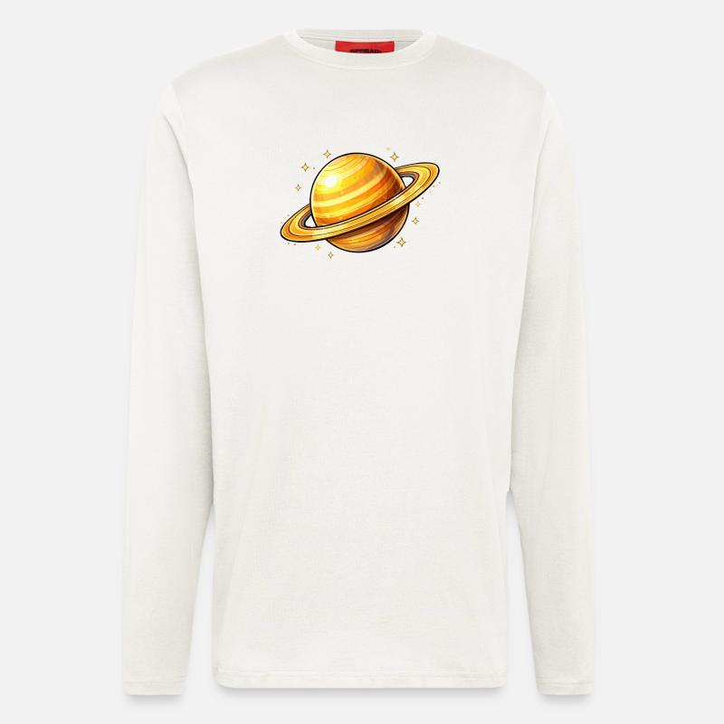 Saturn mit leuchtenden Ringen - Langarmshirt - made by SPREAD  - OFF WHITE