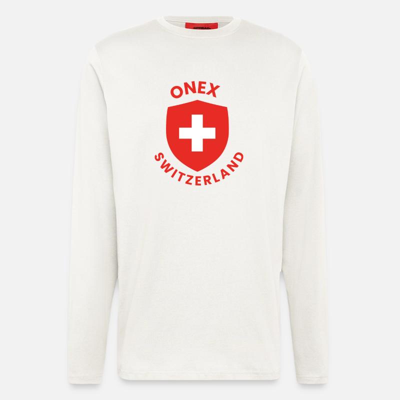 Schweizer Schild mit weißem Kreuz - Langarmshirt - made by SPREAD  - OFF WHITE