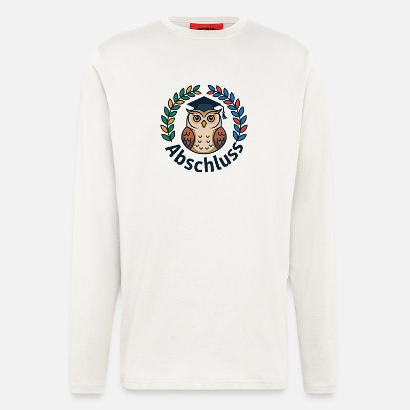 Abschluss-Eule mit Kranz und Mütze - Langarmshirt - made by SPREAD  - OFF WHITE