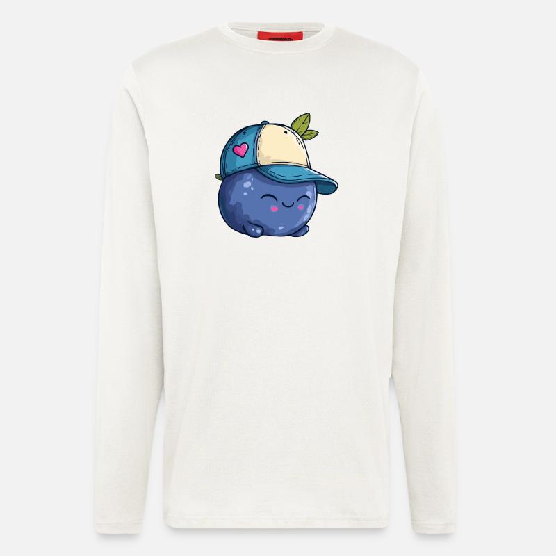 Kawaii Blaubeere mit Cap - Langarmshirt - made by SPREAD  - OFF WHITE