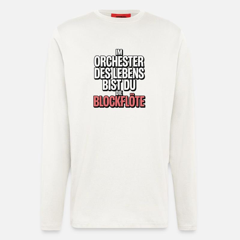 Orchester des Lebens Blockflöte Design - Langarmshirt - made by SPREAD  - OFF WHITE