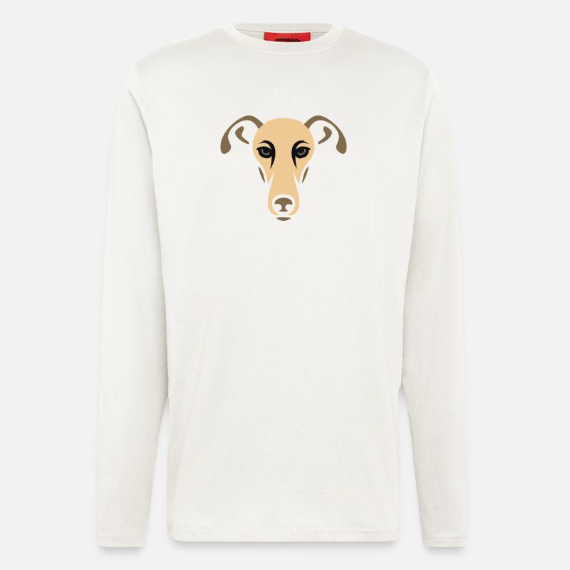Lévrier, Galgo - Manches longues bio décontracté fabriqué en UE - OFF WHITE