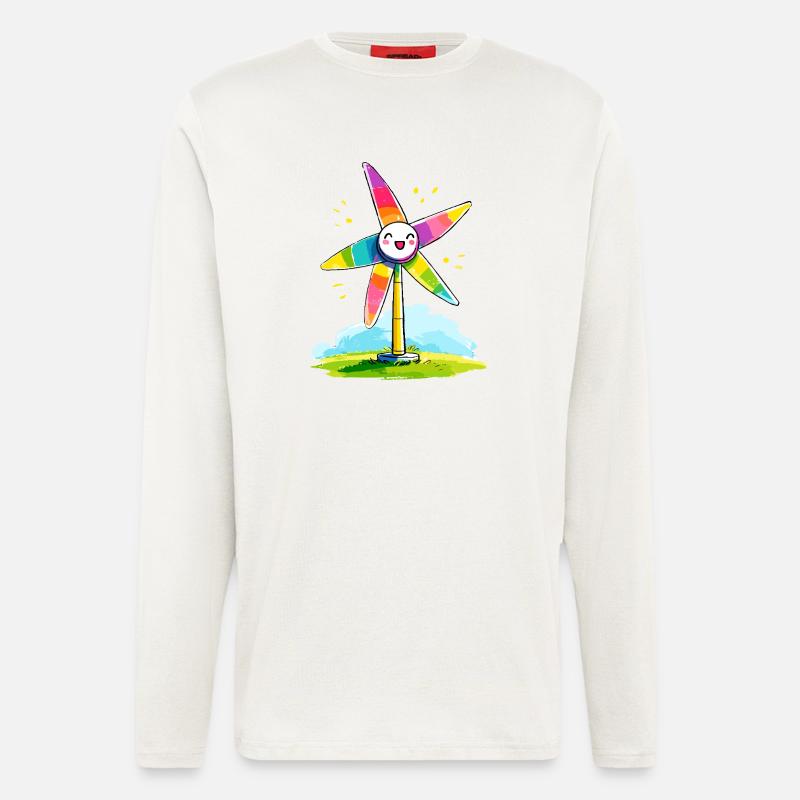 Regenbogenwindmühle Lächeln - Langarmshirt - made by SPREAD  - OFF WHITE