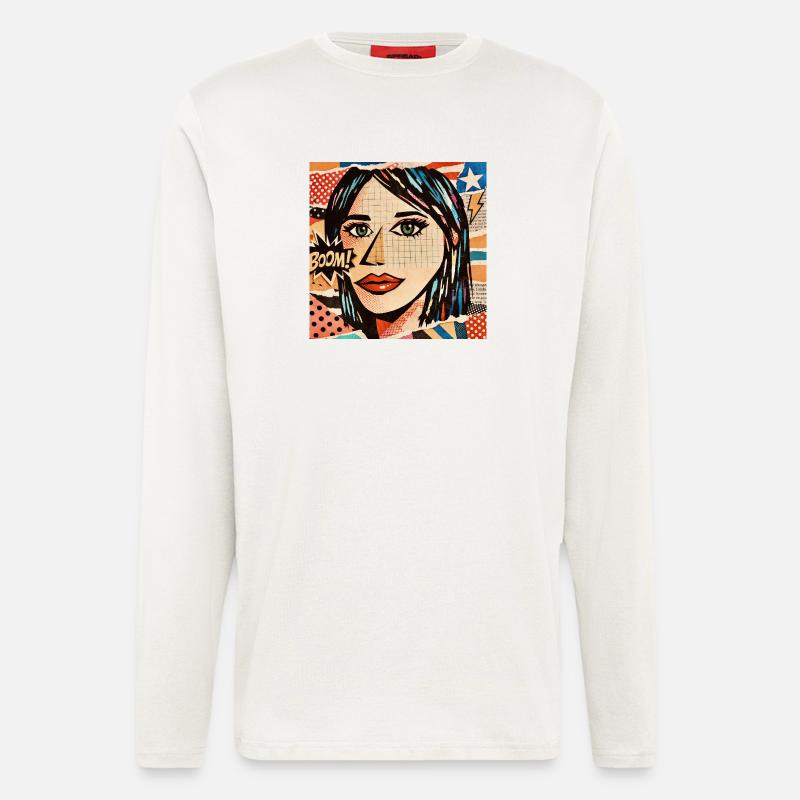 Face Pop Art Boom Collage - Langarmshirt - made by SPREAD - OFF WHITE