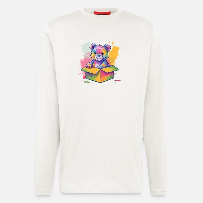 Rainbow Bear in a Box - Longsleeve - made by SPREAD - OFF WHITE