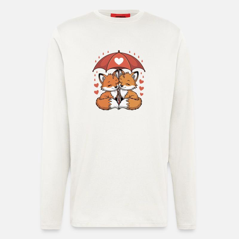 Fuchs Comic Paar Liebe - Langarmshirt - made by SPREAD  - OFF WHITE