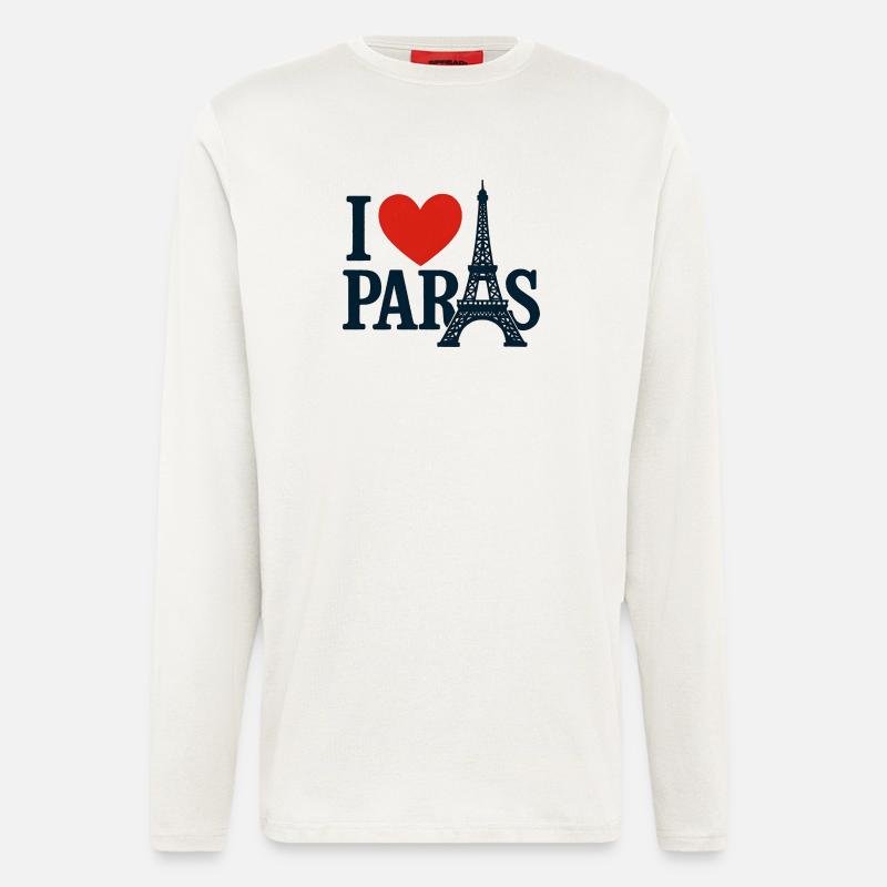 Ich liebe Paris Eiffel Herz - Langarmshirt - made by SPREAD  - OFF WHITE