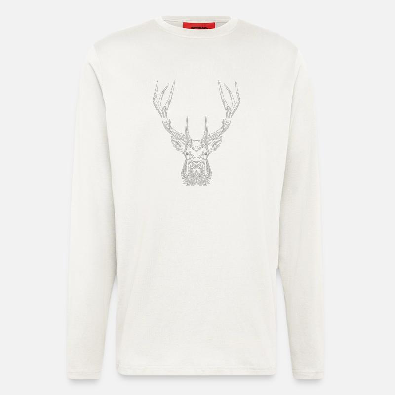 Tech Deer – Geometric Deer in Grey - Longsleeve - made by SPREAD  - OFF WHITE