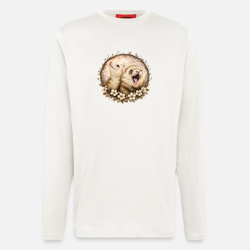 Frettchen im Blumenkreis - Langarmshirt - made by SPREAD  - OFF WHITE