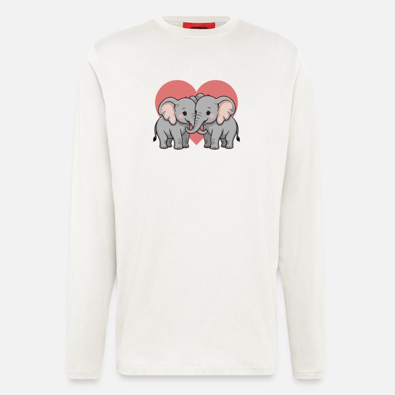 Elefant Paar Herz - Langarmshirt - made by SPREAD  - OFF WHITE