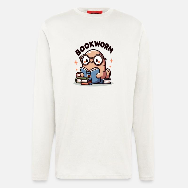 Spectacle bookworm while reading - Longsleeve - made by SPREAD  - OFF WHITE