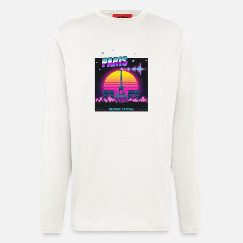 Paris Retro Wave Techno - Langarmshirt - made by SPREAD  - OFF WHITE
