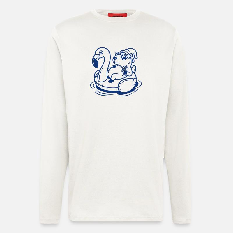 Flamingo Float Capy - Longsleeve - made by SPREAD  - OFF WHITE