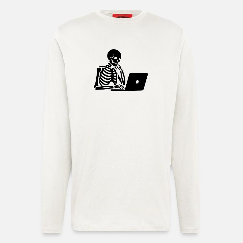 Skeleton on laptop computer - Longsleeve - made by SPREAD  - OFF WHITE