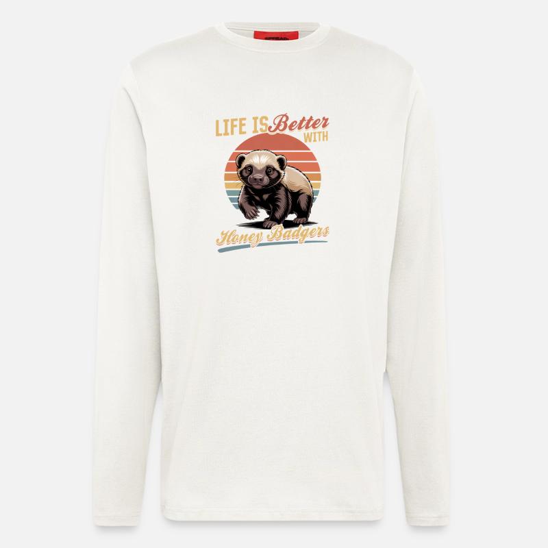 Funny Honey Badger - Langarmshirt - made by SPREAD  - OFF WHITE