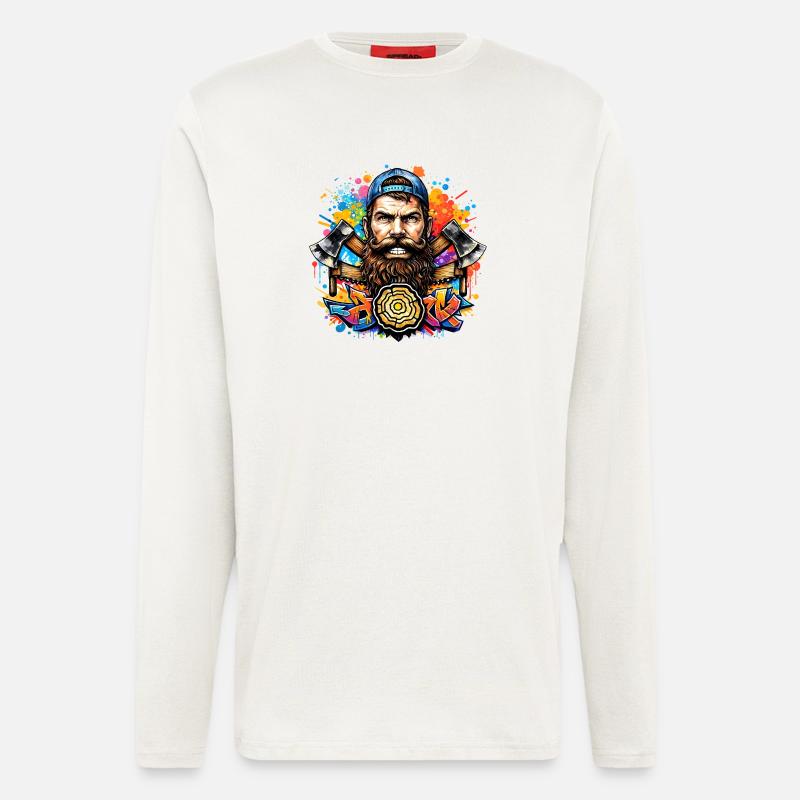 Graffiti lumberjack with double axe - Longsleeve - made by SPREAD  - OFF WHITE