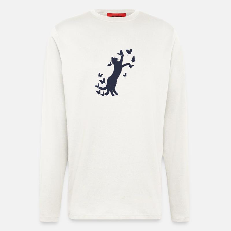 nekomata, schmetterlinge - Langarmshirt - made by SPREAD  - OFF WHITE