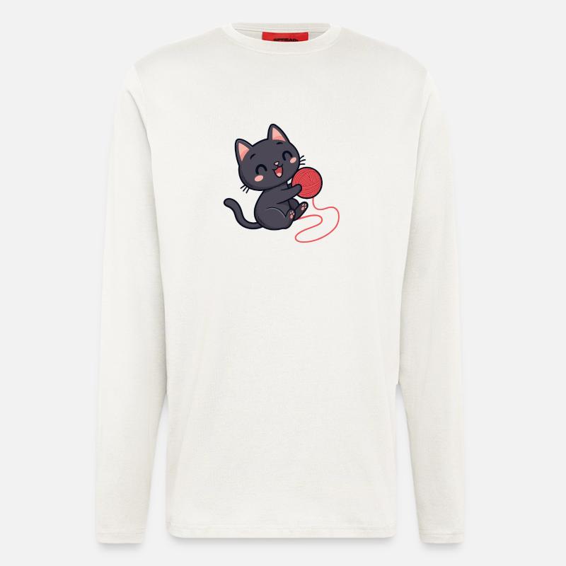 Red wool kitten soft pattern - Longsleeve - made by SPREAD  - OFF WHITE