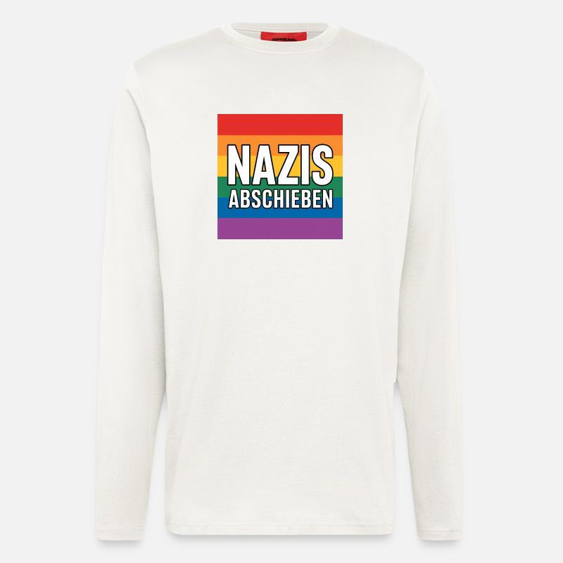 Nazis Abschieben - Antifa Tee - Langarmshirt - made by SPREAD  - OFF WHITE