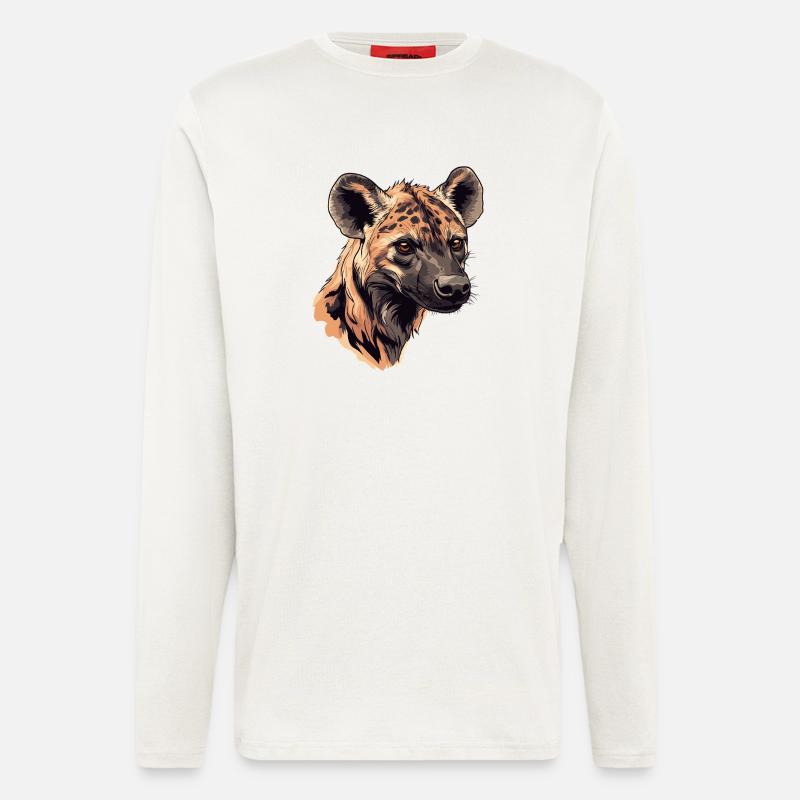 Kräftiges Hyänenporträt Illustration - Langarmshirt - made by SPREAD  - OFF WHITE
