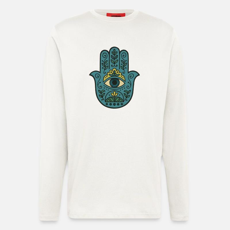 Hamsa Eye Floral Boho Palm - Longsleeve - made by SPREAD - OFF WHITE