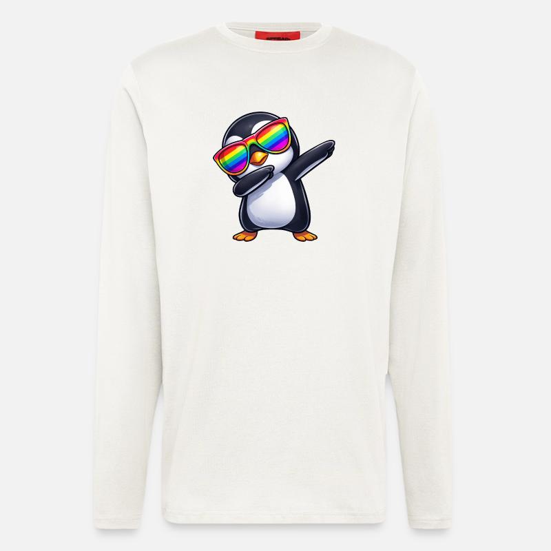 Cute Penguin Dab Rainbow Sunglasses Summer - Longsleeve - made by SPREAD - OFF WHITE