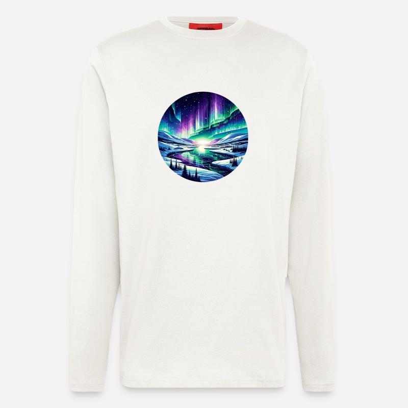 Nordlichtlandschaft am Eisfluss - Langarmshirt - made by SPREAD  - OFF WHITE