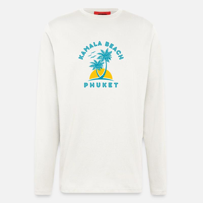 Kamala Beach Phuket Sonnenuntergangspalme - Langarmshirt - made by SPREAD  - OFF WHITE