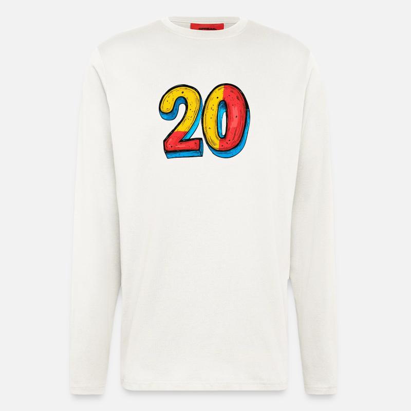 20 Zahl Bunt - Langarmshirt - made by SPREAD  - OFF WHITE