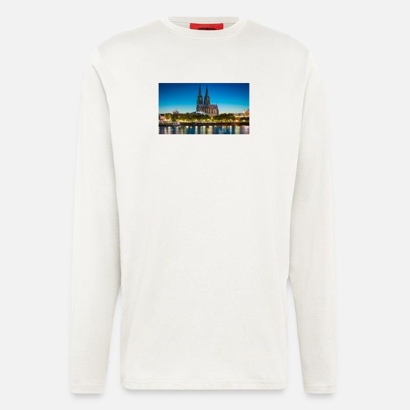 Kölner Dom Abendlicht Silhouette - Langarmshirt - made by SPREAD  - OFF WHITE